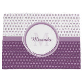 Mod Paars en White Polka Dots Monogram met naam Large Cadeautasje (Voorkant)