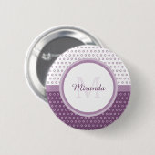 Mod Paars en White Polka Dots Monogram met naam Ronde Button 5,7 Cm (Voorkant /achterkant)