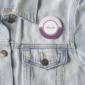 Mod Paars en White Polka Dots Monogram met naam Ronde Button 5,7 Cm (In situ)