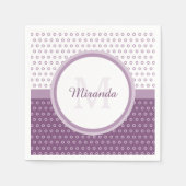 Mod Paars en White Polka Dots Monogram met naam Servetten (Voorkant)