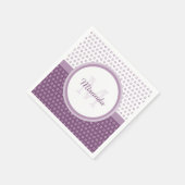 Mod Paars en White Polka Dots Monogram met naam Servetten (Hoek)