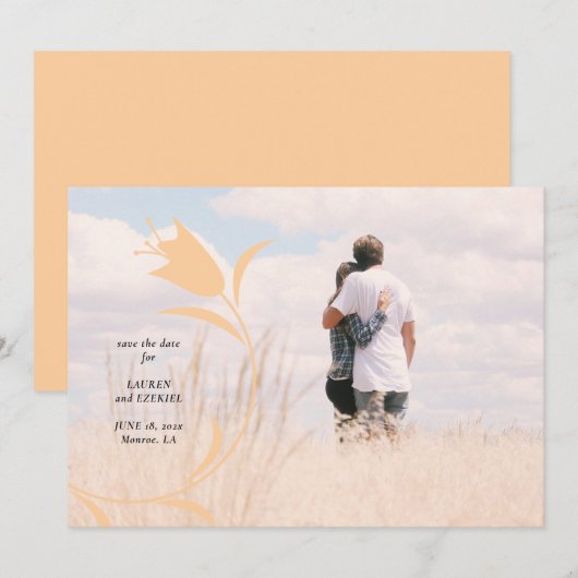MOD PAARS TULP TROUWEN SAVE THE DATE KAART (Voorkant / Achterkant)