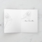 Mod paarse, blauwgroen blauwe pauw bruiloft Hartel Bedankkaart (Binnen)