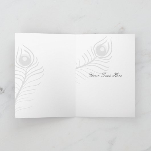 Mod paarse, blauwgroen blauwe pauw bruiloft Hartel Bedankkaart (Binnen)