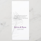 Mod paarse, blauwgroen blauwe pauw Bruiloft menu (Achterkant)