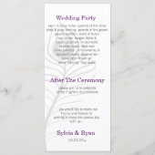 Mod paarse, blauwgroen blauwe pauw bruiloft progra programmakaart (Achterkant)