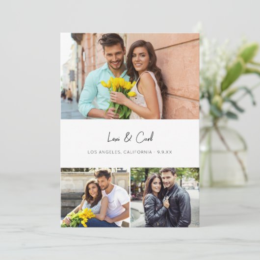 MOD Para Photo Trio H Save the Date Kaart (Staand voorkant)