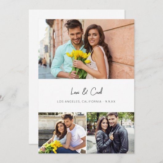 MOD Para Photo Trio H Save the Date Kaart (Voorkant / Achterkant)