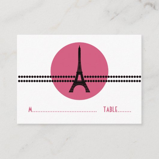 Mod Parisian Stippen Place Card, Roze Plaatskaartje (Voorkant)