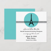 Mod Parisian Stippen Save the Date Invite, Aqua (Voorkant / Achterkant)