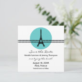 Mod Parisian Stippen Save the Date Invite, Aqua (Staand voorkant)