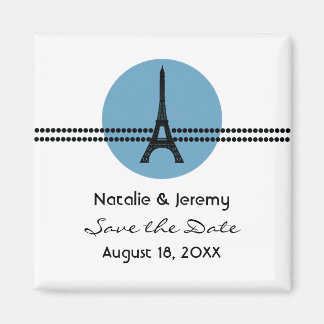 Mod Parisian Stippen Save the Date Magnet, Blue Magneet