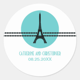 Mod Parisian Stippen Stickers, Aqua Ronde Sticker