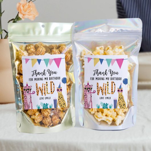 Mod Party Animals Kind Verjaardagsfeest Voedseleti Wijn Etiket