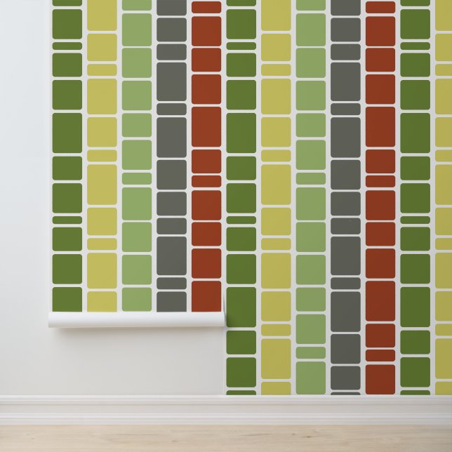 Mod Pattern met warme kleuren Behang (Applicatie)