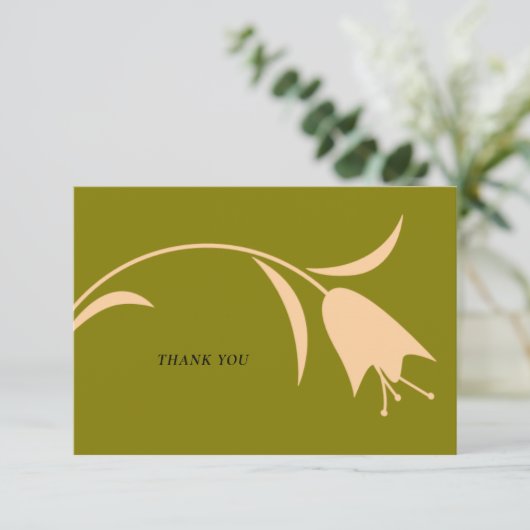 MOD PEACH & OLIJFTULP BRUILOFT BEDANKKAART (Staand voorkant)