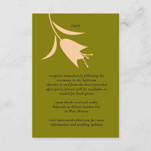 MOD PEACH & OLIJFTULP BRUILOFT INFORMATIEKAARTJE (Voorkant)