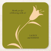 MOD PEACH & OLIJFTULP BRUILOFT KARTONNEN ONDERZETTERS (Voorkant)