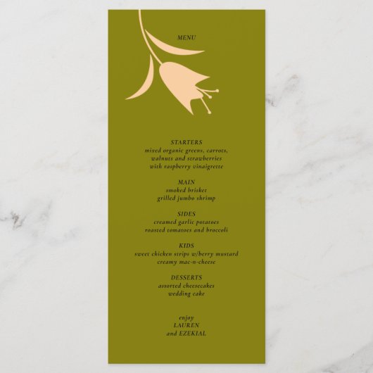 MOD PEACH & OLIJFTULP BRUILOFT MENU (Voorkant)