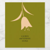 MOD PEACH & OLIJFTULP BRUILOFT WIJN ETIKET (Enkel label)