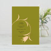 MOD PERZIK & OLIJFTULP TROUWUITNODIGING KAART (Staand voorkant)