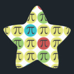 Mod Pi Symbool Stickers<br><div class="desc">Kleurrijk Pi-ontwerp op Star-vormige stickers of labels voor de hip Pi en Wiskunde lover en die welke Pi Day of 3.14 vieren.</div>