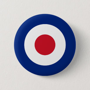 MOD Pinback Button Blue Red en White