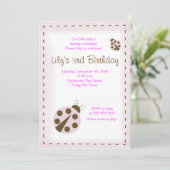 MOD PINK LADYBUG Little lady Birthday Invitation Kaart (Staand voorkant)