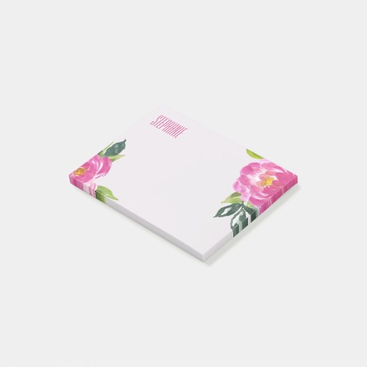 Mod Pink Peonies Post-it® Notes (Schuin)