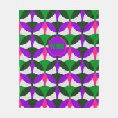 Mod Pink Plus Pattern Fleece Deken met Monogram (Voorkant)