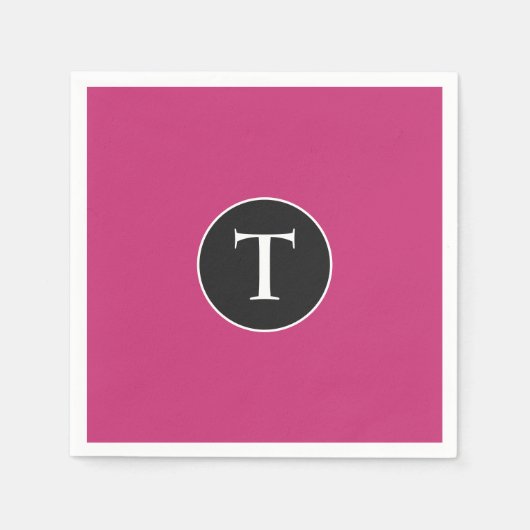 Mod Pink & White Initiaal Servet (Voorkant)