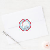 mod polar bears- ice blue- round holiday stickers (Envelop)