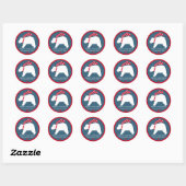 mod polar bears- navy blue- round holiday stickers (Vel)
