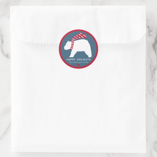 mod polar bears- navy blue- round holiday stickers (Tas)