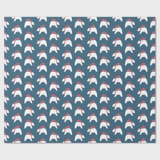Mod Polar Beren- Navy- Christmas Wrapping Paper Cadeaupapier (Vlak)