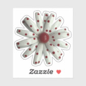 MOD Polka Dot Wit Daisy Bloem Lente Bruiloft Sticker (Vel)