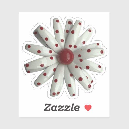 MOD Polka Dot Wit Daisy Bloem Lente Bruiloft Sticker (Vel)
