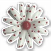 MOD Polka Dot Wit Daisy Bloem Lente Bruiloft Sticker (Voorkant)