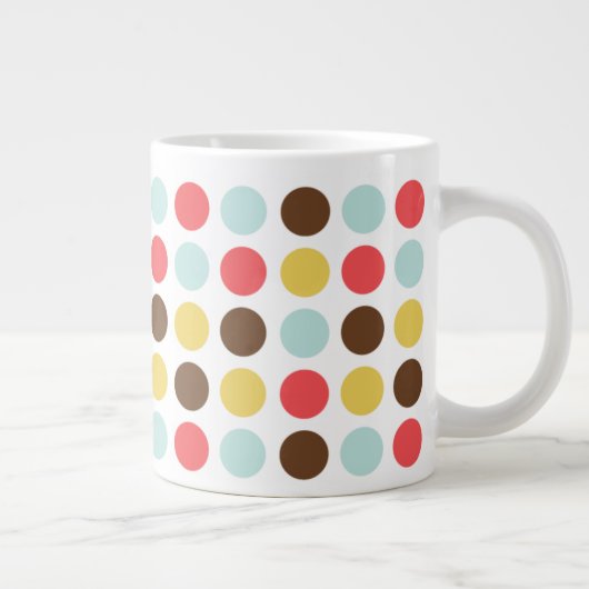 Mod polka dots modern gepersonaliseerd grote koffiekop (Rechts)