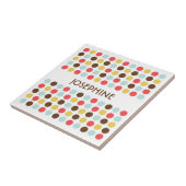 Mod polka stipt roodgeel blauw modern display tege tegeltje (Zijkant)