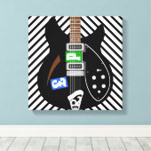 Mod Pop art guitar Canvas Afdruk (Insitu (Houten vloer))