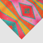 Mod Pop Diamond Patroon Roze Oranje Blauw Geel Tissuepapier (Detail)