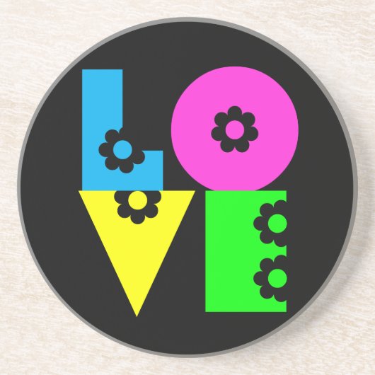 Mod Pop Floral LOVE Square Zandsteen Onderzetter (Voorkant)