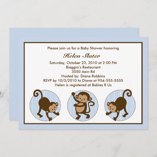 Mod Pop Monkey Baby shower Uitnodiging (Voorkant / Achterkant)
