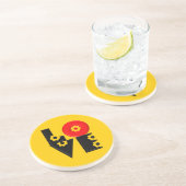 Mod Pop Puffy Floral LOVE Square Zandsteen Onderzetter (Zijkant)