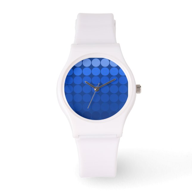 Mod Pop Stippen Cobalt, Indigo Blue Dot White Watc Horloge (Voorkant)