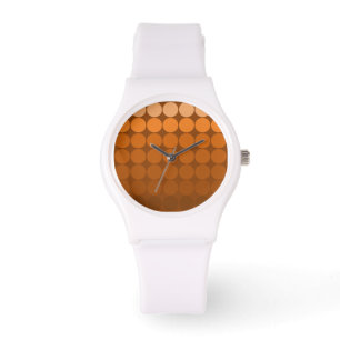 Mod Pop Stippen Oranje, Mocha, Cinnamon Brown Circ Horloge