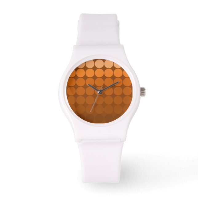 Mod Pop Stippen Oranje, Mocha, Cinnamon Brown Circ Horloge (Voorkant)