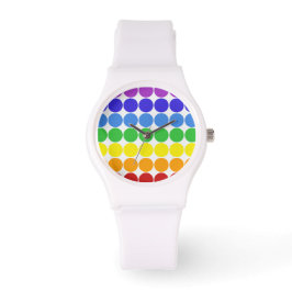 Mod Pop Stippen regenboog kleuren Wit Sport Watch Horloge