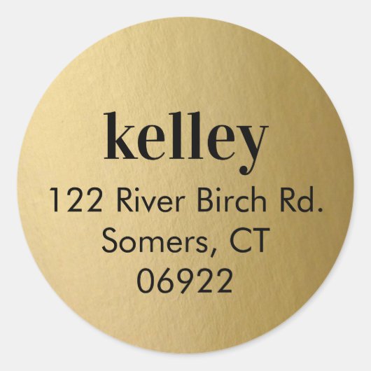 Mod Print Address Seal, Faux Gold Foil Ronde Sticker (Voorkant)
